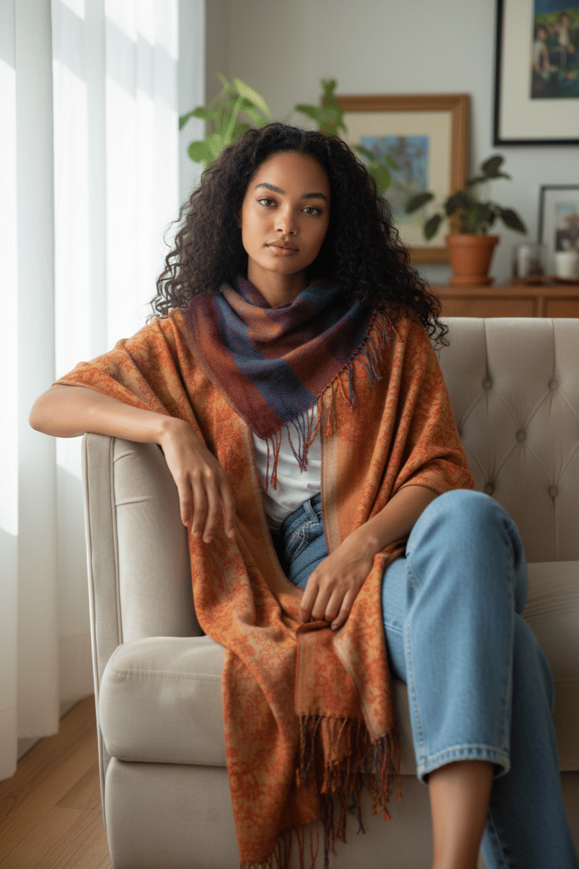Double Sided Wool Shawl Scarf